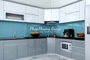 Tủ bếp nhựa Picomat - Kiểu chữ L phối màu sang trọng - PC-02